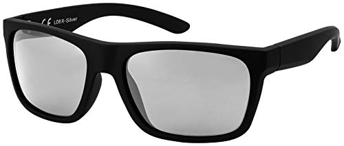 La Optica Gafas de Sol LO8 UV400 Deportivas da Hombre y Mujer, Goma Negro (Lentes: plata espejada)
