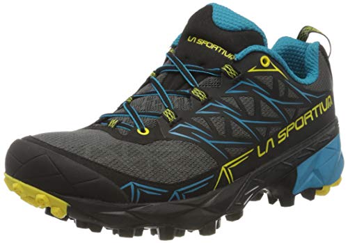 La Sportiva Akyra, Zapatillas de Trail Running para Hombre, Multicolor (Carbon/Tropic Blue 000), 44 EU