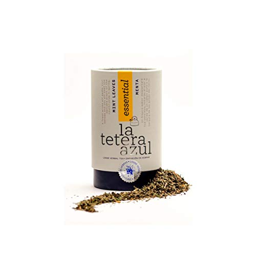 LA TETERA AZUL Infusión De Menta Premium, Pura, Limpia, Solo Hojas De Menta. Infusión Digestiva Y Alivio Gases. Bote A Granel De 50 Gramos Para 33 Infusiones.