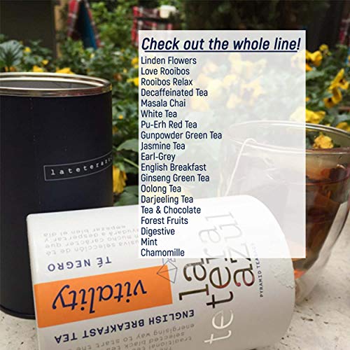 LA TETERA AZUL Té Negro Premium Con Cacao, Coco Y Nuez De Macadamia. Té & Chocolate. Bote De 20 Pirámides.