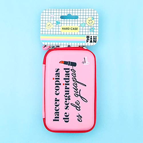 La Vecina Rubia Funda Rígida de Disco Duro de 2.5'' Pulgadas - Diseño Hacer Copias de Seguridad es de Guapas de Color Rosa