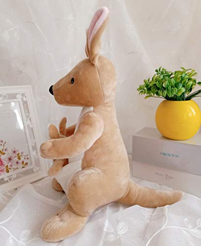 LAARNT Muñeca de Felpa Canguro Creativa de 28 cm para Madre e Hijo, Lindo Regalo de Peluche de Canguro marrón