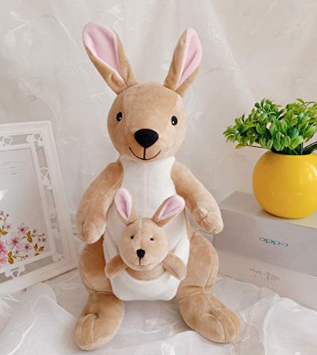 LAARNT Muñeca de Felpa Canguro Creativa de 28 cm para Madre e Hijo, Lindo Regalo de Peluche de Canguro marrón