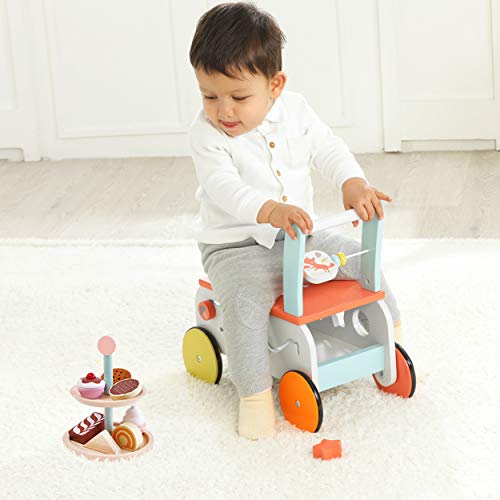 Labebe Andador, Uso 3 en 1 como Carruaje, Zorro Naranja Andador con Bloques de 1-3 Años, Sin Caminar Andador/Andador Madera/Andador de Madera/Andador de Madera/Bebé Andando Andador Bebé/Andador…