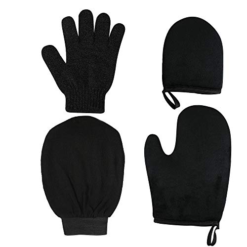 LABOTA 4 en 1 Guante autobronceador con guantes exfoliantes,para el cuerpo y Mitón autobronceador para Face Tanner - Self Tan con un Tanning Mit para el mejor bronceado falso