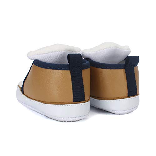 LACOFIA Zapatos Primeros Pasos niños Zapatillas de Cordones con Suela Suave Antideslizante para bebé niños marrón 9-12 Meses