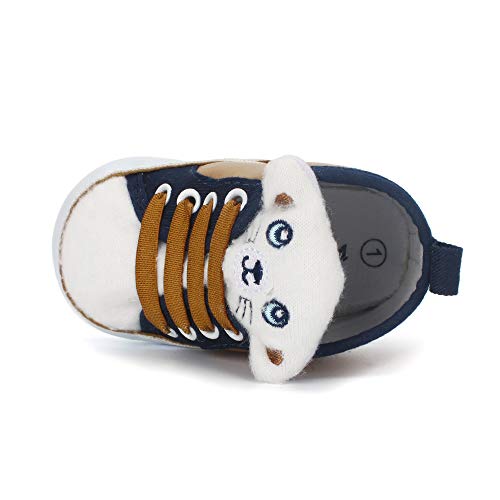LACOFIA Zapatos Primeros Pasos niños Zapatillas de Cordones con Suela Suave Antideslizante para bebé niños marrón 9-12 Meses