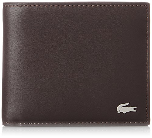 Lacoste NH1112FG, Monedero para Hombre, marrón Oscuro (Dark Brown), 9.5 x 3 x 11.5 cM