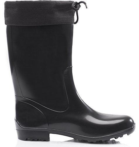 Ladeheid Botas Antideslizantes en PVC Mujer LA-968 (Negro/Negro, 37 EU)