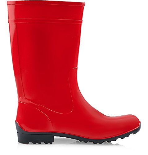 Ladeheid Botas de Agua Antideslizantes en PVC Mujer LA-967 (Rojo/Negro, 38 EU)
