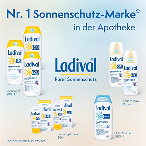 Ladival - Gel solar para piel alérgica con protección solar SPF 30 – Gel solar sin perfume para alérgicos – sin colorantes ni conservantes, resistente al agua – 1 x 200 ml