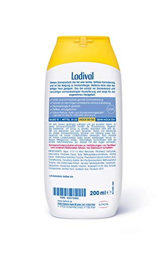 Ladival - Gel solar para piel alérgica con protección solar SPF 30 – Gel solar sin perfume para alérgicos – sin colorantes ni conservantes, resistente al agua – 1 x 200 ml