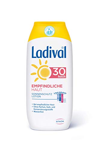 Ladival - Loción solar para piel sensible, SPF 30, sin perfume, sin colorantes ni conservantes, resistente al agua, 200 ml