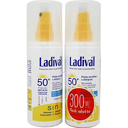 Ladival spray oil free SPF50 150 ml (2 unidades) Especial para: pieles sensibles o alérgica, Pieles acnéicas, Intolerancia al sol, alergia solar.