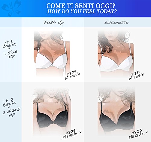 Lady Bella Lingerie Miracle 2 - Sujetador con Relleno Copa de Gel Dos Tallas más Tirantes Ajustables de Quita y Pon