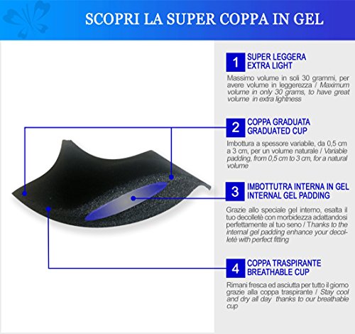 Lady Bella Lingerie Miracle 2 - Sujetador con Relleno Copa de Gel Dos Tallas más Tirantes Ajustables de Quita y Pon