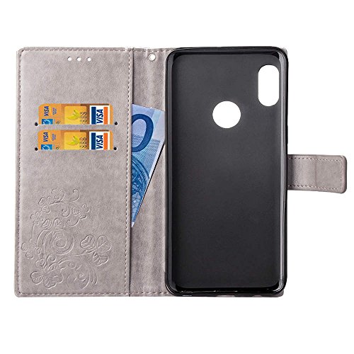 LAGUI Funda Adecuado para Xiaomi Redmi S2, Los Adornos Bien Definidos y Grabados Carcasa Tipo Libro, de ranuras para tarjetas y soporte horizontal y solapa con cierre magnético, gris