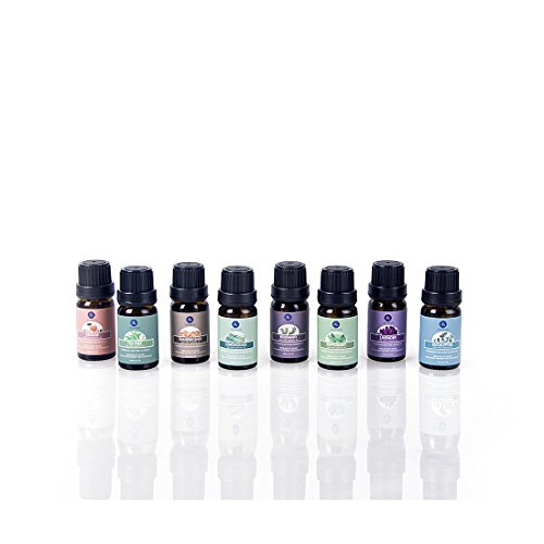 Lagunamoon Aceites Esenciales, Top 8 Set de Regalo de Aceites de Aromaterapia, Lavanda, Eucalipto, Hierba de Limón, Romero, Menta, Arból de Té, Aceites Esenciales para Humidificador, 100% Puros