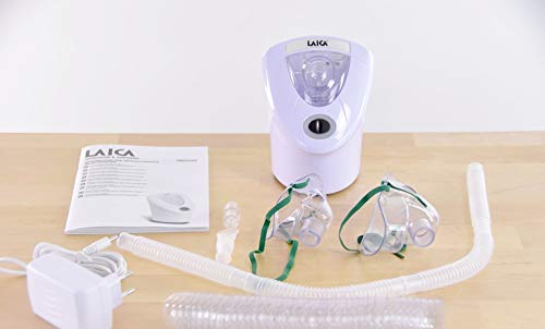 Laica MD6026 Inhalador-Nebulizador de ultrasonidos  poco ruidoso, optimo para niños, fácil de usar, desconexión autmática, incluye transformador para la toda de red