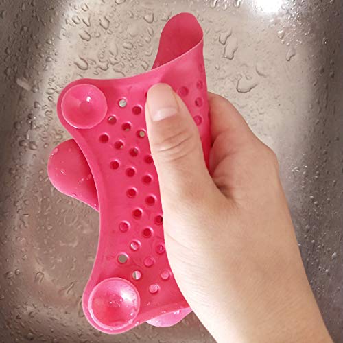 Laimew Filtro del Fregadero del Cuarto de baño, colector de Pelo Ducha Vistoso Silicona colador de Cocina, 4Pack