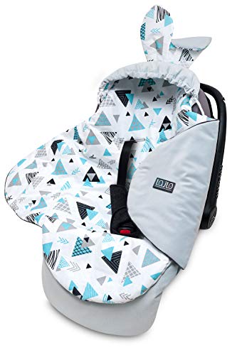 Lajlo Manta Cochecito Bebé para Asiento de Coche para Viaje - Algodón y Terciopelo para Asientos, Cochecito y Cuna Recién Nacidos - Funda y Saco de Dormir con Capucha - Regalos Babyshower