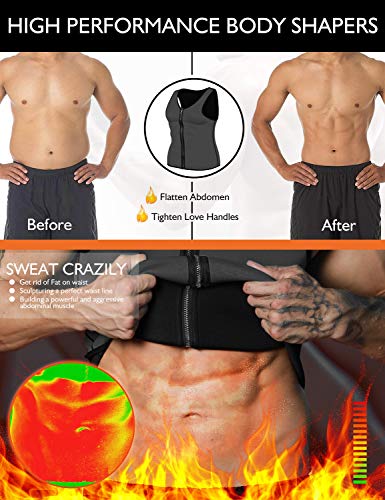 LaLaAreal Hombres Camisetas Termicas de Compresion de Neopreno para Sudaracion Excesiva , Desarrollo Muscular , Adelgazar Rápido con Quema Grasa , Faja Barriga y Abdomen, Talla M