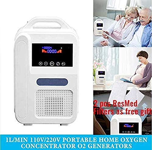 LALEO Concentrador de oxígeno, 1-1L / min 55% ± 3 (1L) Flujo de oxígeno Puro con Máquina de oxígeno portátil Ajustable para Uso doméstico y de Viaje