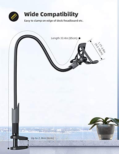 Lamicall Soporte Móvil con Cuello de Cisne : Soporte para Teléfono e Smartphones para Phone XS MAX XR X 8 7 6S 6 Plus 5S 5 4S, Samsung S10 S9 S8 S7 S6 S5 S4 S3, Huawei, Otras Smartphones - Negro