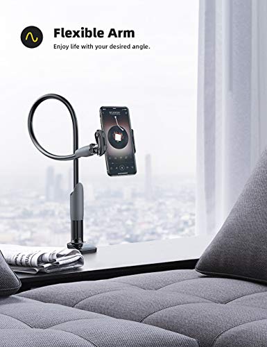 Lamicall Soporte Móvil con Cuello de Cisne : Soporte para Teléfono e Smartphones para Phone XS MAX XR X 8 7 6S 6 Plus 5S 5 4S, Samsung S10 S9 S8 S7 S6 S5 S4 S3, Huawei, Otras Smartphones - Negro