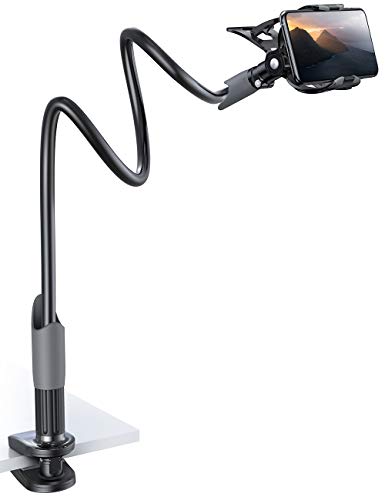 Lamicall Soporte Móvil con Cuello de Cisne : Soporte para Teléfono e Smartphones para Phone XS MAX XR X 8 7 6S 6 Plus 5S 5 4S, Samsung S10 S9 S8 S7 S6 S5 S4 S3, Huawei, Otras Smartphones - Negro
