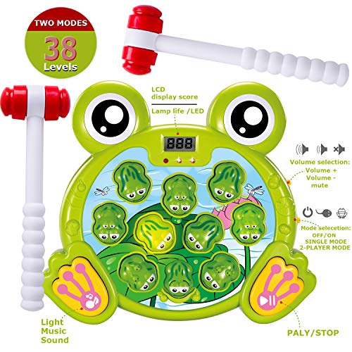 Lamlingo Juego Interactivo de Golpear a Una Rana con 2 Martillos, Juguete de Desarrollo Temprano para Niños de 2,3,4,5,6,7,8 Años, Juego de Actividades para Niños Pequeños con Música y luz