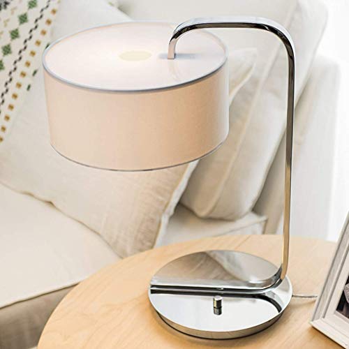 Lampada, Hotel Moderno con paralume in stoffa Grande lampada da comodino in Metallo cromato Lampada da 11 pollici con accento Largo per soggiorno ufficio (Colore: Nero)