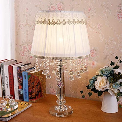 Lampada, Moderna Grande lampada da comodino in Cristallo con paralume in stoffa, lampada da scrivania Larga 14 pollici, lussuosa lampada d'accento per soggiorno Hotel