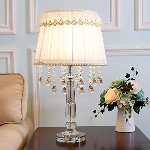Lampada, Moderna Grande lampada da comodino in Cristallo con paralume in stoffa, lampada da scrivania Larga 14 pollici, lussuosa lampada d'accento per soggiorno Hotel