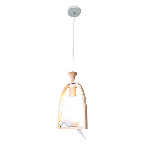 Lámpara colgante moderna de madera maciza, decoración de pájaro para comedor/balcón/vestíbulo LED G8 (23 x 32,5 cm) ajustable con alambre para colgar blanco-D23 x H32,5 cm