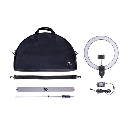 Lámpara de anillo AURA, luz diurna LED con sostenedor para smartphone y puerto USB para iluminación libre de sombras, ideal para aplicaciones cosméticas, bloggers, tomar selfies y fotografías