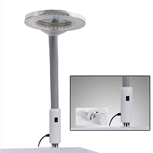 Lámpara de Aumento LED 5X, luz de Lupa de Brazo Giratorio Ajustable para Cuidado de la Piel, Belleza, Maquillaje cosmético, manicura, Tatuaje, salón, SPA, Blanco A/A
