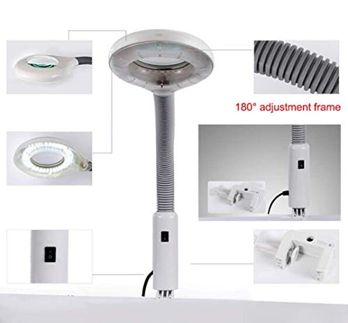 Lámpara de Aumento LED 5X, luz de Lupa de Brazo Giratorio Ajustable para Cuidado de la Piel, Belleza, Maquillaje cosmético, manicura, Tatuaje, salón, SPA, Blanco A/A