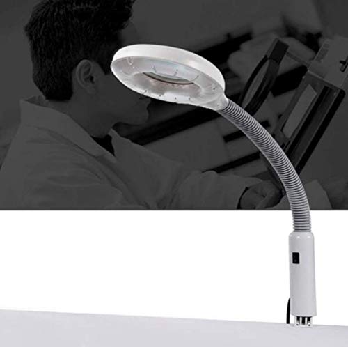 Lámpara de Aumento LED 5X, luz de Lupa de Brazo Giratorio Ajustable para Cuidado de la Piel, Belleza, Maquillaje cosmético, manicura, Tatuaje, salón, SPA, Blanco A/A