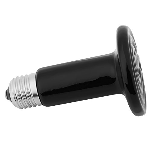 Lámpara de calor de reptiles, sin luz Emisor de cerámica infrarrojo Lámpara de calentador de mascotas Bombilla de reptiles para reptiles Anfibios Hámsteres Serpientes Aves Aves(Negro 75W)