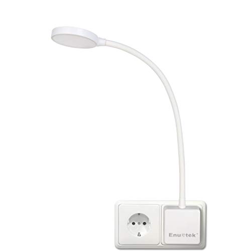 Lampara de Lectura Pared de LED Flexible Regulable Blanco con Enchufe y Interruptor Tactil 4W Brillo Máximo 350Lm Luz Fria 5000K Lot de 1 de Enuotek