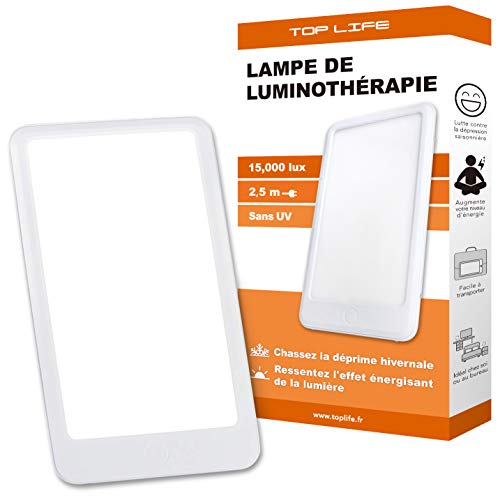 Lámpara de Luminoterapia 15000 lux - Luz Antidepresiva Potente - Lámpara de Día Ajustable de 3 Intensidades - Efectividad terapéutica Comprobada para Combatir la Depresión Estacional