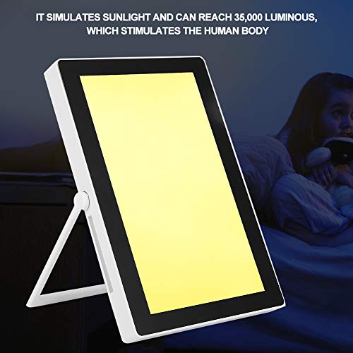 Lámpara de Luminoterapia LED, 5000-35000Lux Lámpara luz Solar Caja de luz LED de energía de Espectro Completo Libre portátil Brillo Ajustable, 3 Funciones temporización Color Blanco/cálido