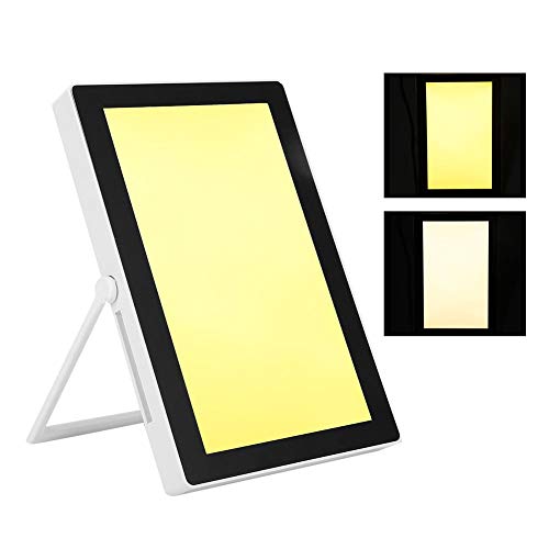 Lámpara de Luminoterapia LED, 5000-35000Lux Lámpara luz Solar Caja de luz LED de energía de Espectro Completo Libre portátil Brillo Ajustable, 3 Funciones temporización Color Blanco/cálido