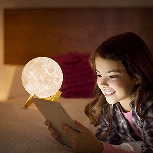 Lámpara de Luna 3D,16 Colores RGB Luz Nocturna Luna LED Lampara Luna Grande 15cm Remoto Tactil Control USB Intensidad Elegir Luz de Noche Ambiente Lámparas para Niños Bebé Regalo de Fiesta Decoración