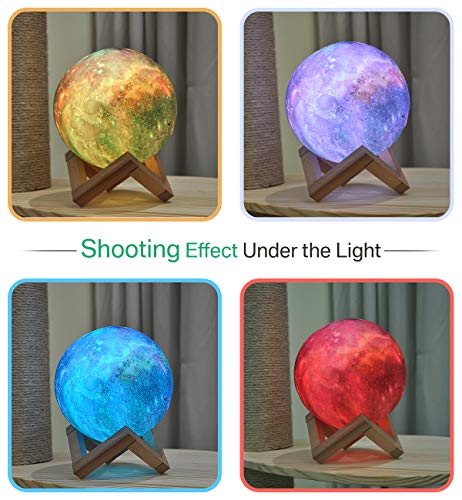 Lampara de Luna Colorida 3D, Kowth Luz de Luna LED de 16 Colores con Soporte y Control Remoto y USB Recargable, Regalos Para Cumpleaños y Fiesta Para Los Amantes de los Bebés. (15cm)