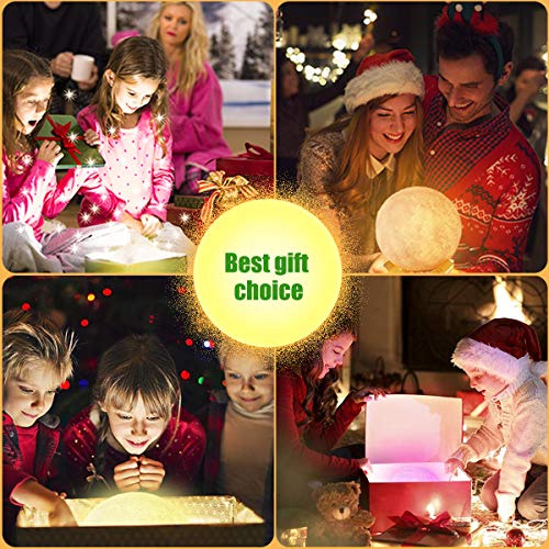Lampara de Luna Colorida 3D, Kowth Luz de Luna LED de 16 Colores con Soporte y Control Remoto y USB Recargable, Regalos Para Cumpleaños y Fiesta Para Los Amantes de los Bebés. (15cm)