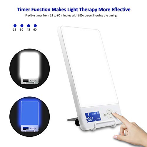 Lámpara de Luz Diurna Luz solar natural portátil Daylight 10000 Lux con temporizador y atenuación seleccionables, lámpara de luz solar mimetizada con pantalla, espectro LED completo libre de UV