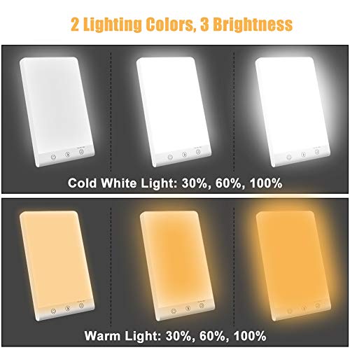 Lámpara de Luz Diurna Natural para Fototerapia Compacta 10000 Lux, Lampara Luminoterapia sin UV, Lámpara de Terapia con Brillo Ajustables, 3 Temporizador, Luz blanca fría y luz cálida