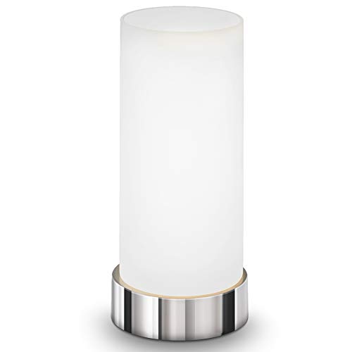 Lámpara de mesa táctil máx. 40 W E14, Altura 245 mm Ø11cm, 4 niveles de luminosidad, Lamparilla de noche moderna, Color blanco, IP20